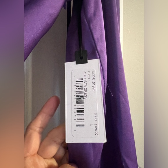 ASTR The Label Augusta Off Shoulder Feather Trim Mini Dress Purple Size Large - Picture 10 of 15